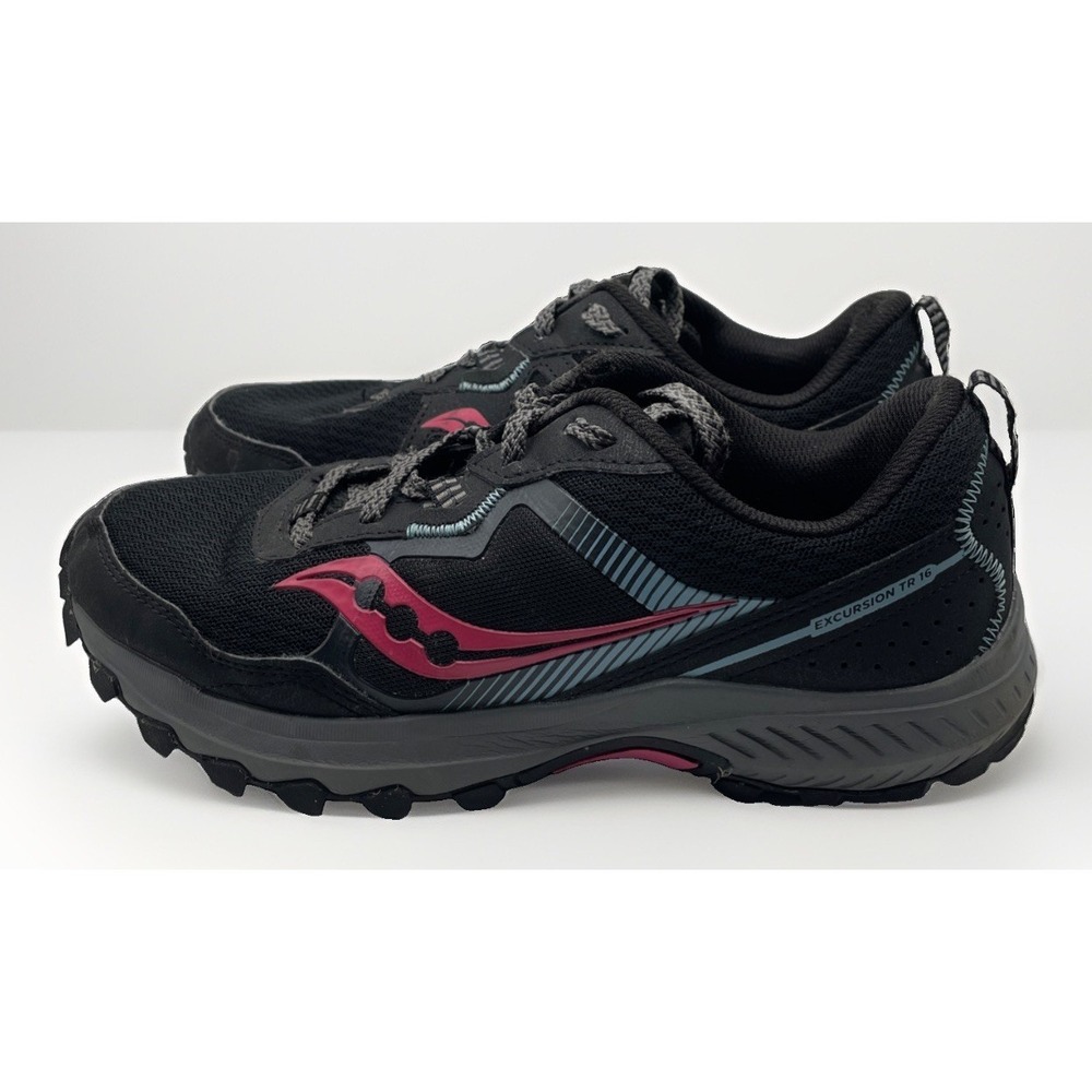 Saucony Womens 8.5W Excursion TR16 Trail S10745-10 Black/Fuchsia Running Shoes - Picture 4 of 9